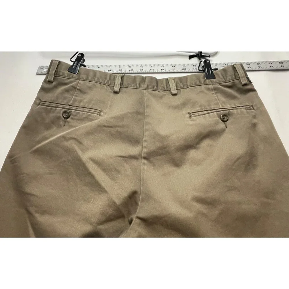 Dockers pants mens 34 x 29 pleated classic fit stain defender hook eye brown